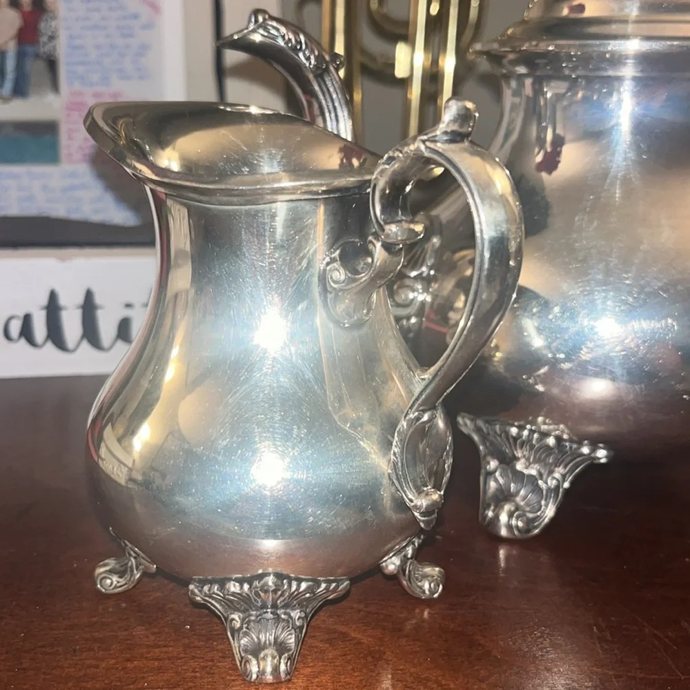 Gorham Vintage Silver 3 Piece Duchess Coffe Set with Cream and Sugar Bowl EUC